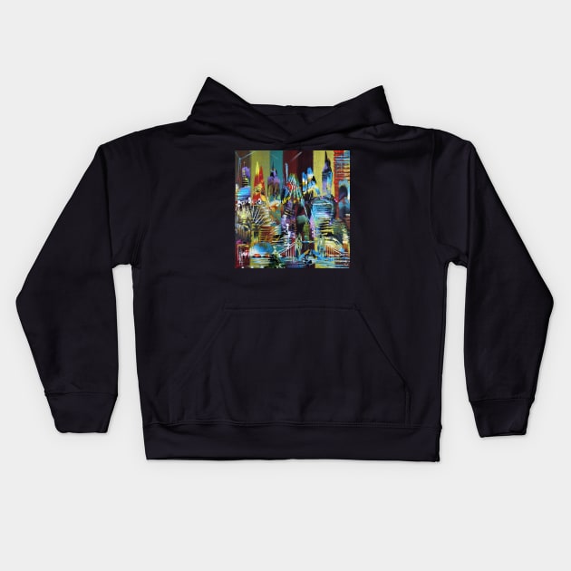 City of London Abstract Painting 626 Kids Hoodie by artsale